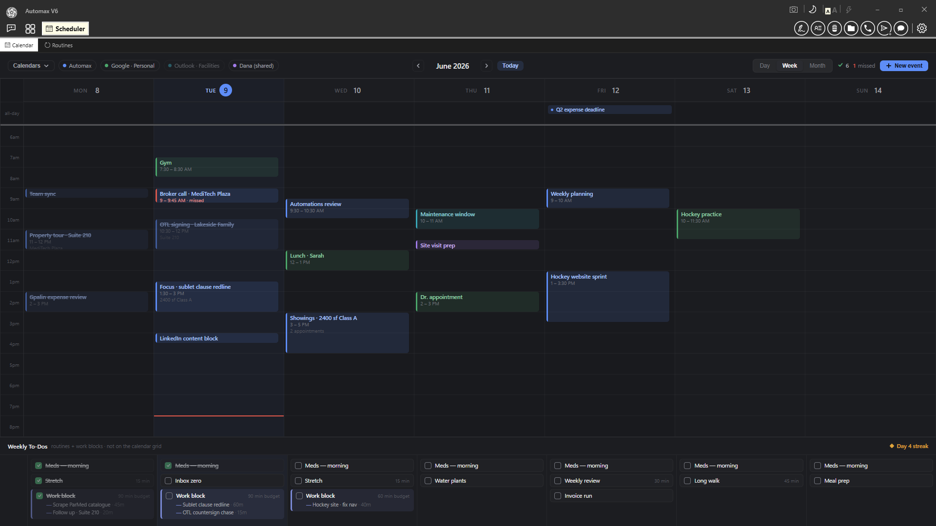 Scheduler screenshot